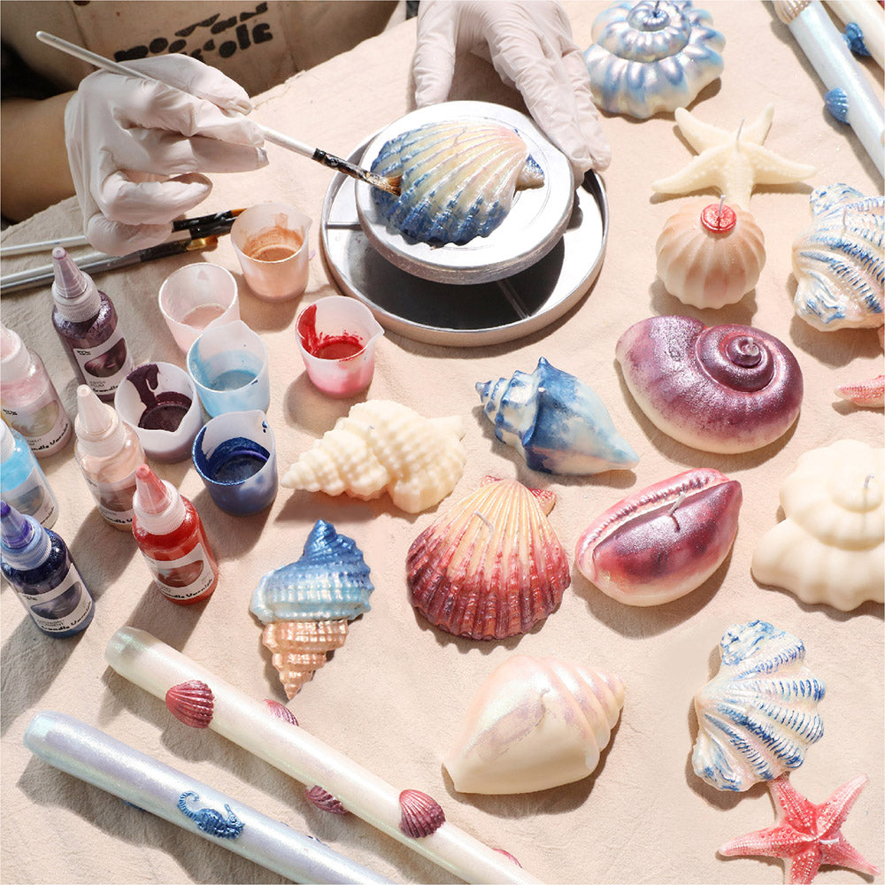 Colored Glossy Candle Varnish Set- 6 Of Ocean Colors