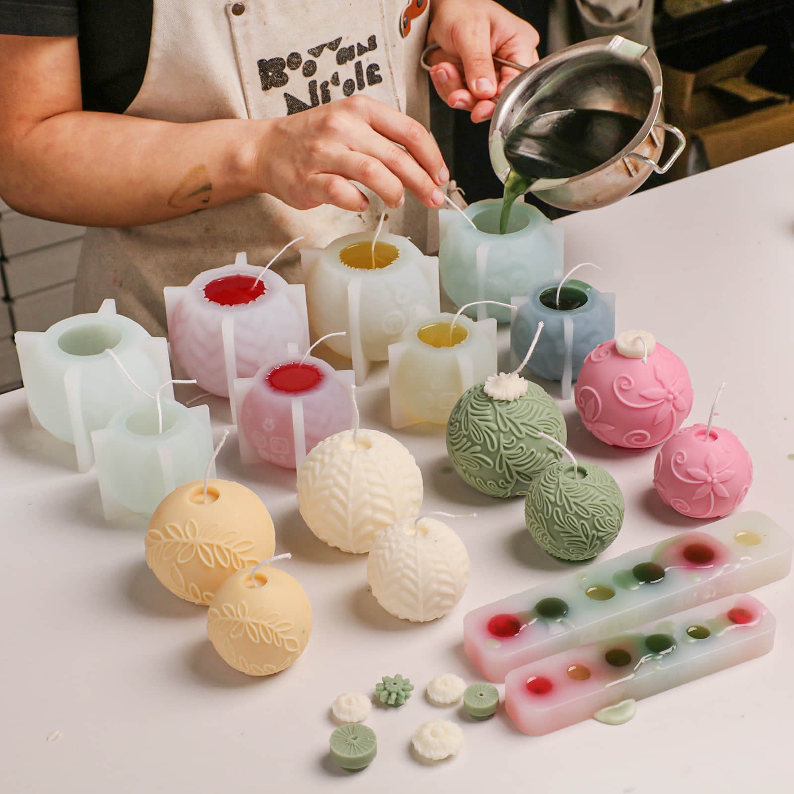 Nature-Inspired Christmas Baubles Candle Silicone Mold Collection