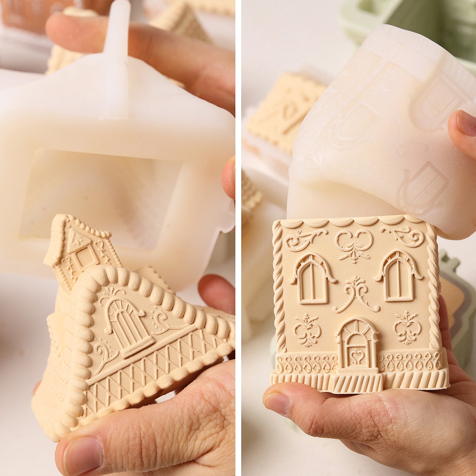 Cozy Gingerbread House Candle Jar Silicone Mold Collection