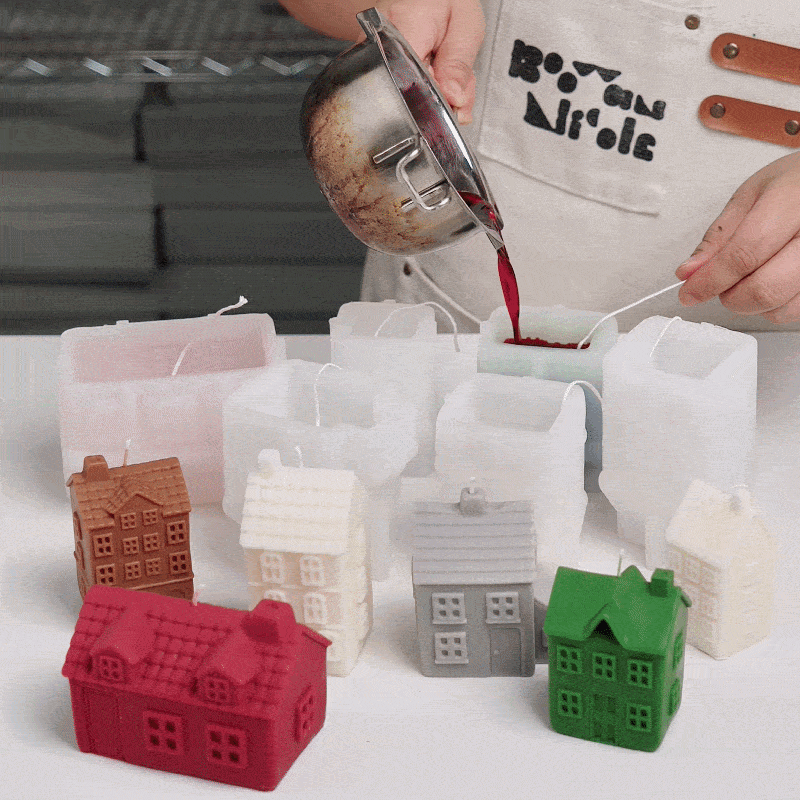 【Pré-venda】Coleção de moldes de silicone para velas Pequena Vila de Inverno