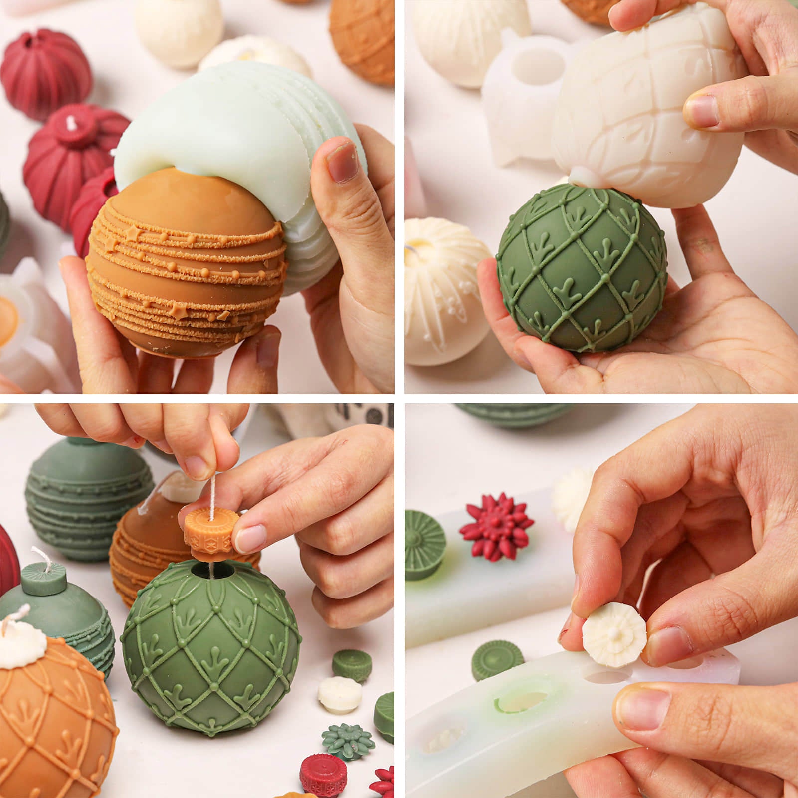 Flowing Texture Christmas Ornament Candle Silicone Mold Collection
