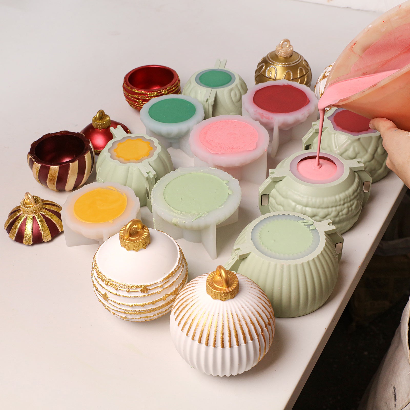 Sparkling Night Christmas Bauble Candle Jar Silicone Mold Collection