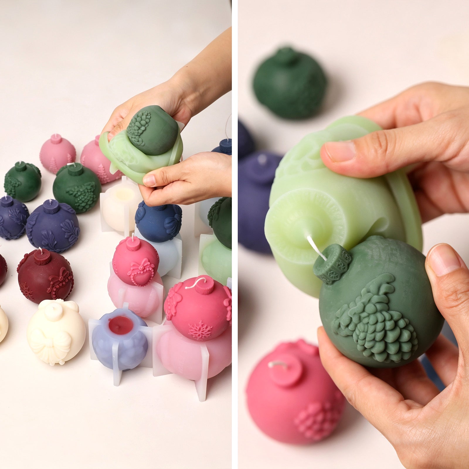 Vintage Pattern Christmas Bauble Ornament Candle Silicone Mold Collection