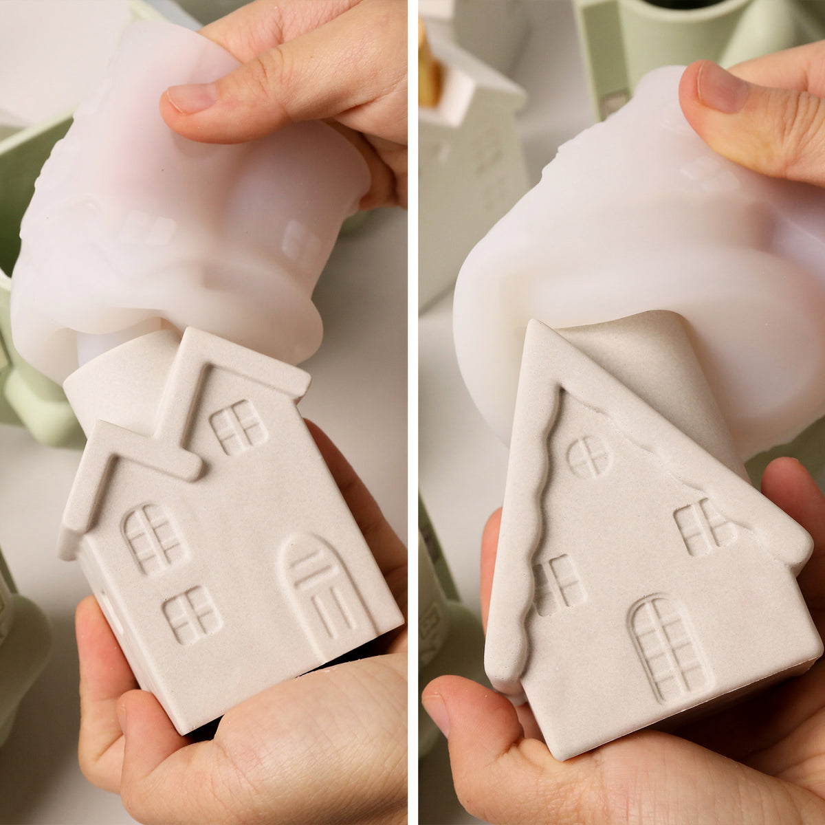 Winter Cottage Candle Holder Silicone Mold Collection