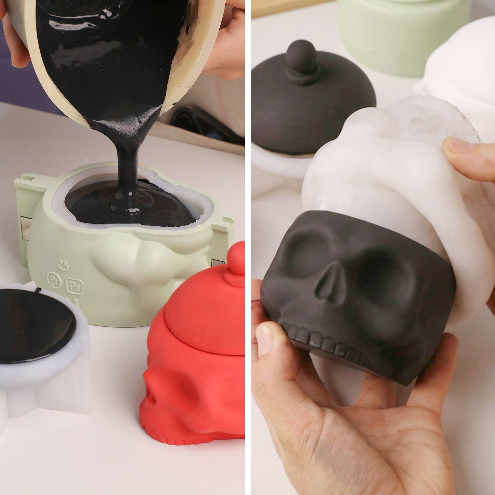 Midnight Skull Candle Jar Silicone Mold