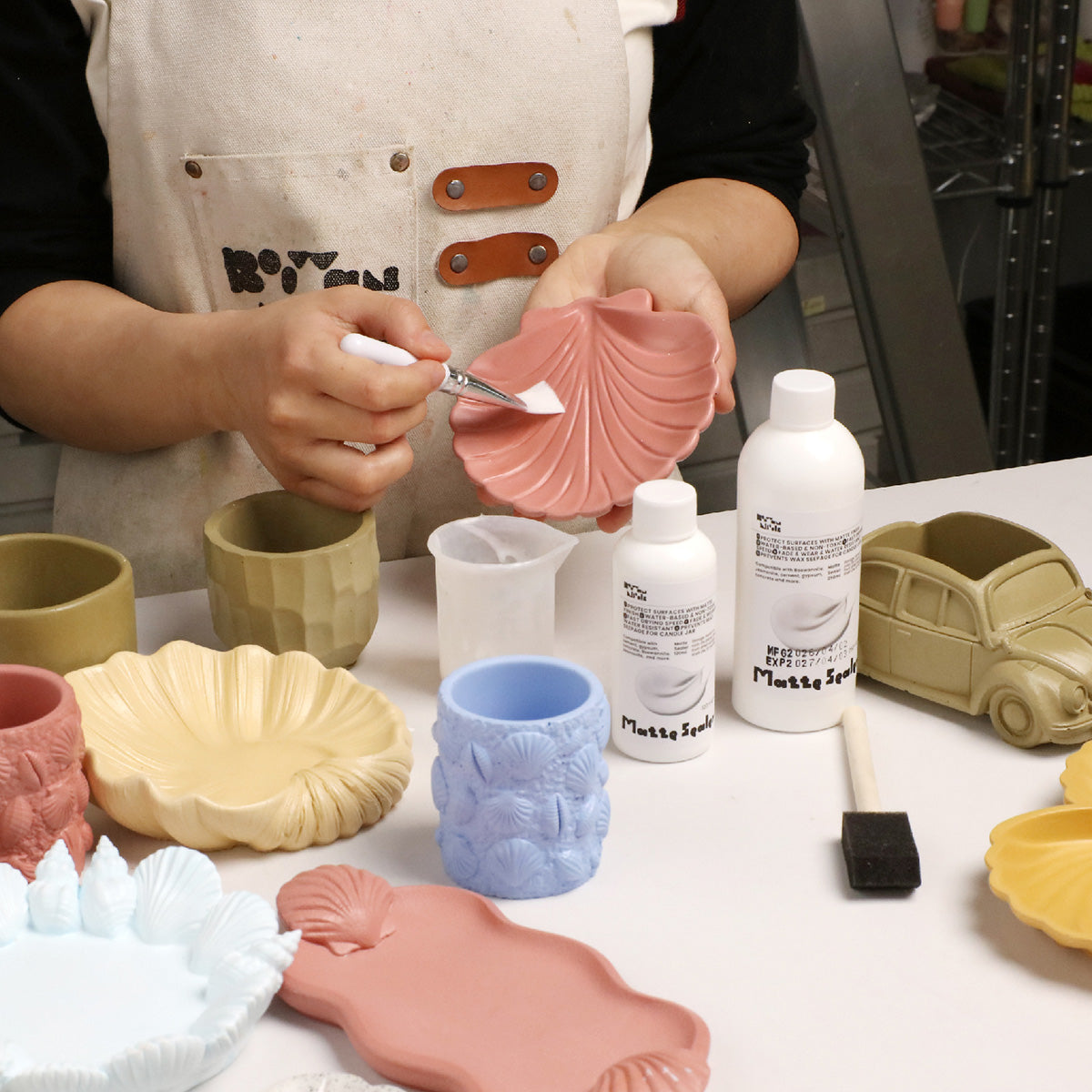 Applying Matte Sealer to Seashell Trays & Candle Vessels - DIY Craft Workshop Essentials - Boowan Nicole