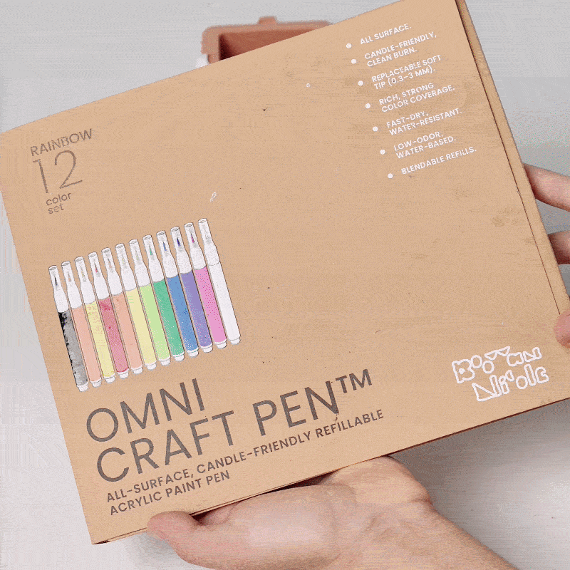 Decorate finished Lovely Gift Box Stacking Candle Jar with Acrylic Marker Set – 12 Rainbow Colors - Boowan Nicole