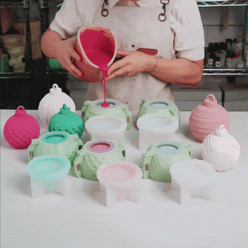 Geometric Pattern Christmas Bauble Candle Jar Silicone Mold Collection