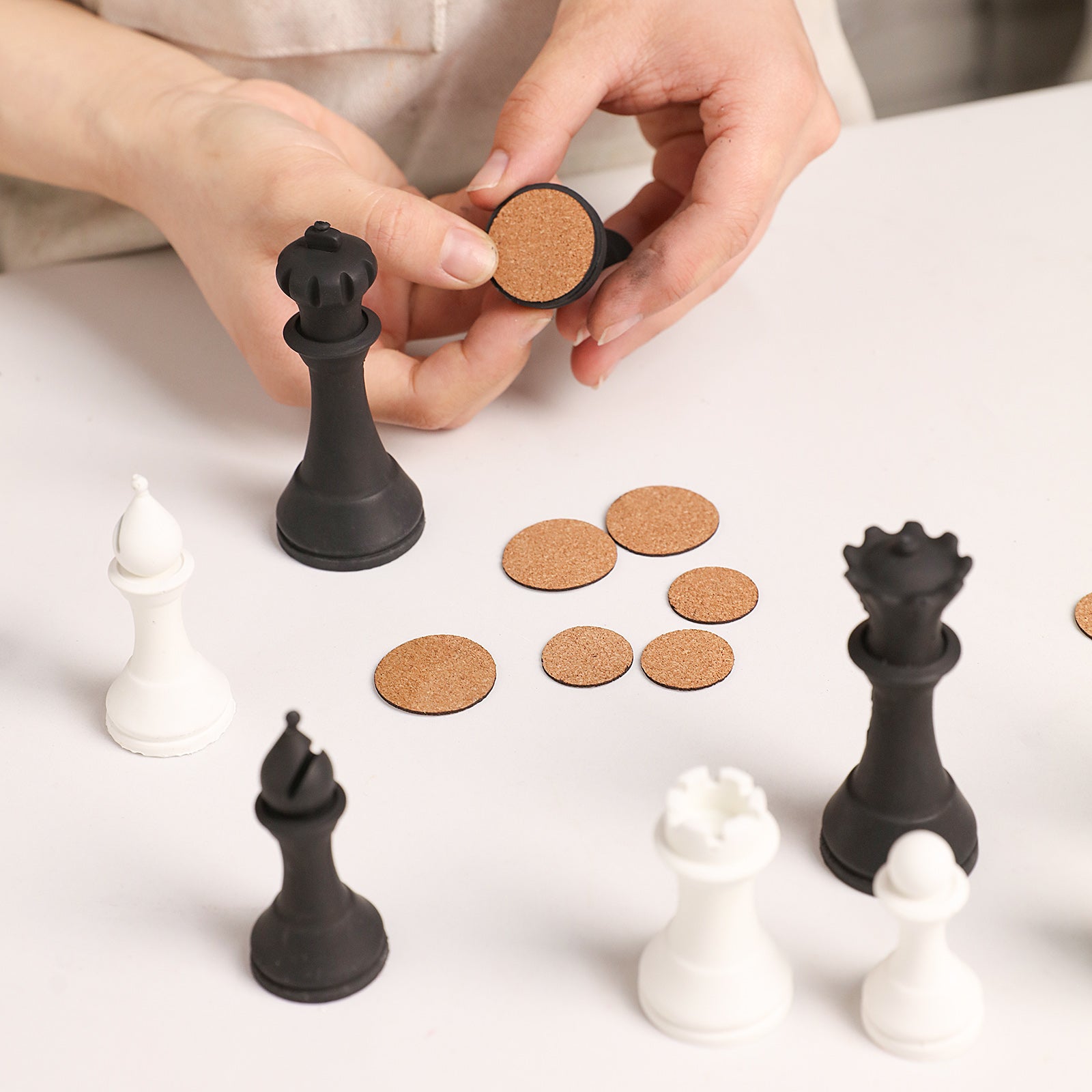 Attaching Cork Base Pads to Chess Pieces - Boowan Nicole