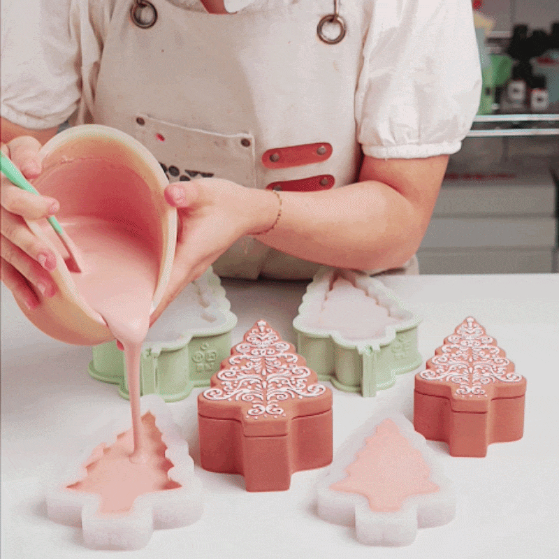 Gingerbread Christmas Tree Candle Jar Silicone Mold Collection