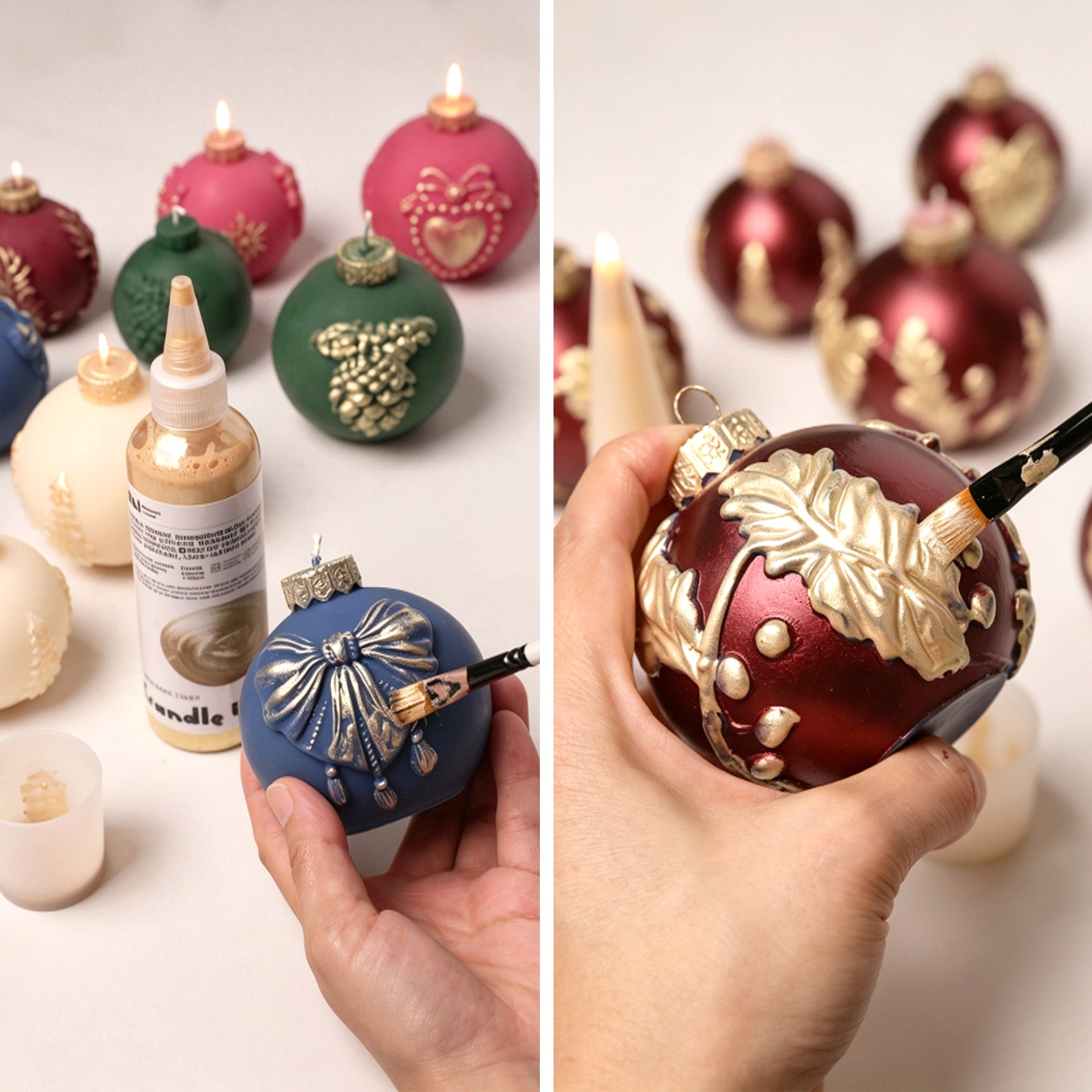 Vintage Pattern Christmas Bauble Ornament Candle Silicone Mold Collection