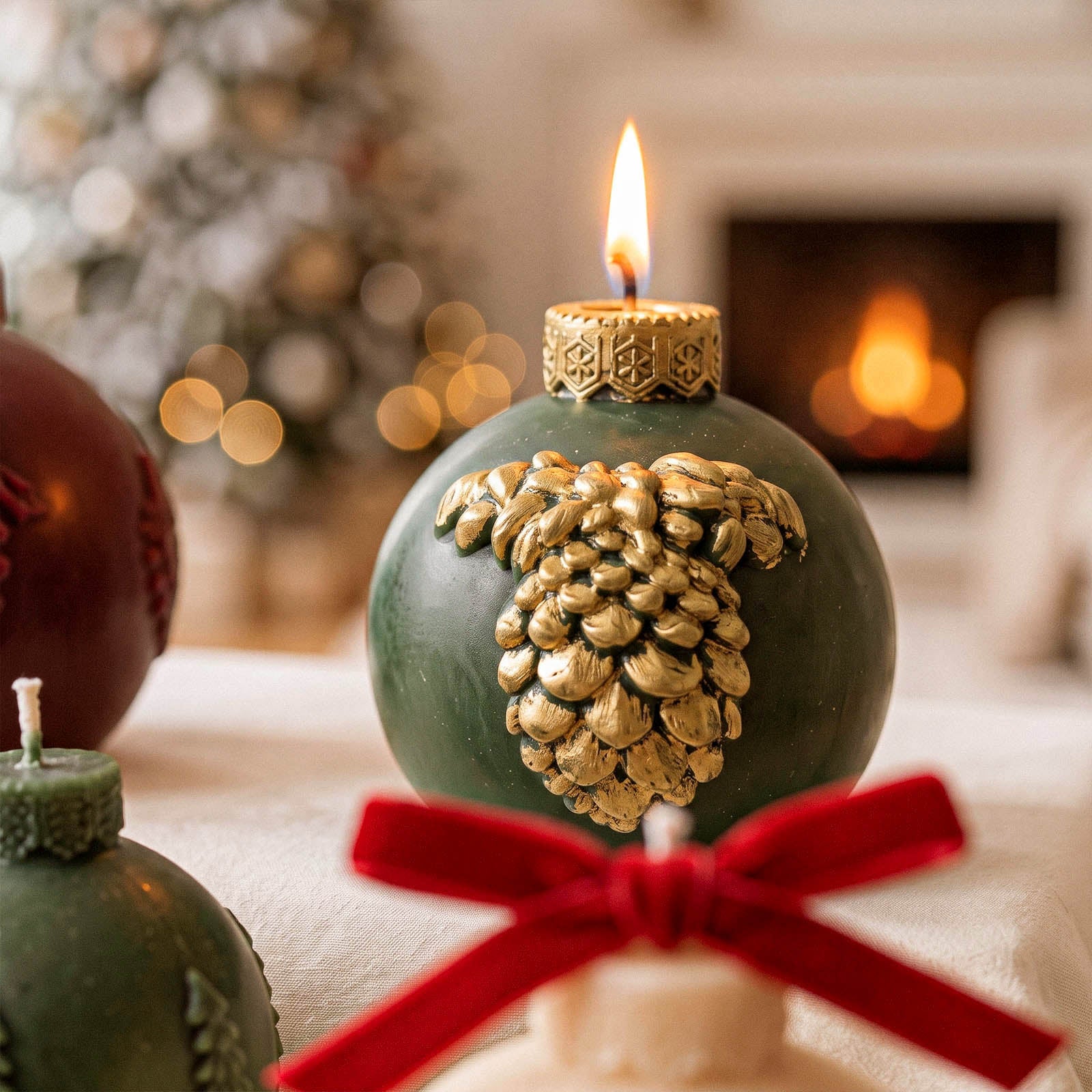 Vintage Pattern Christmas Bauble Ornament Candle Silicone Mold Collection
