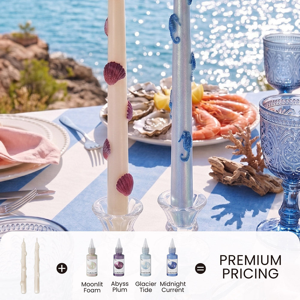 Colored Glossy Candle Varnish Set- 6 Of Ocean Colors