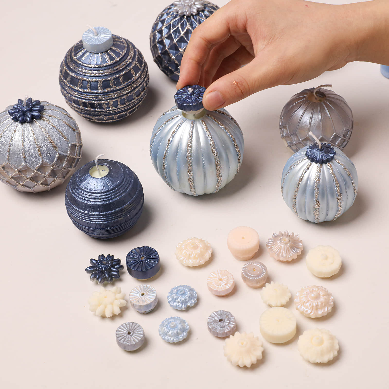 Geometric Pattern Christmas Bauble Candle Silicone Mold Collection
