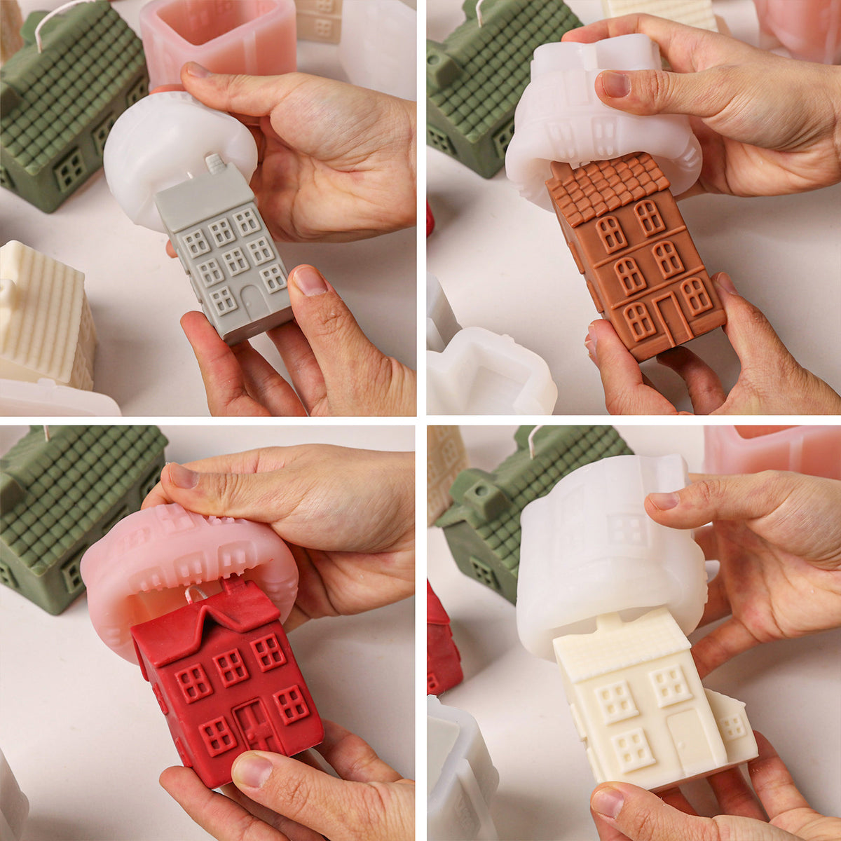 【Pré-venda】Coleção de moldes de silicone para velas Pequena Vila de Inverno