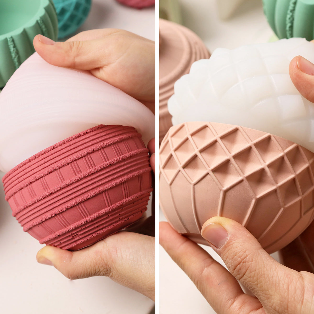 Geometric Pattern Christmas Bauble Candle Jar Silicone Mold Collection