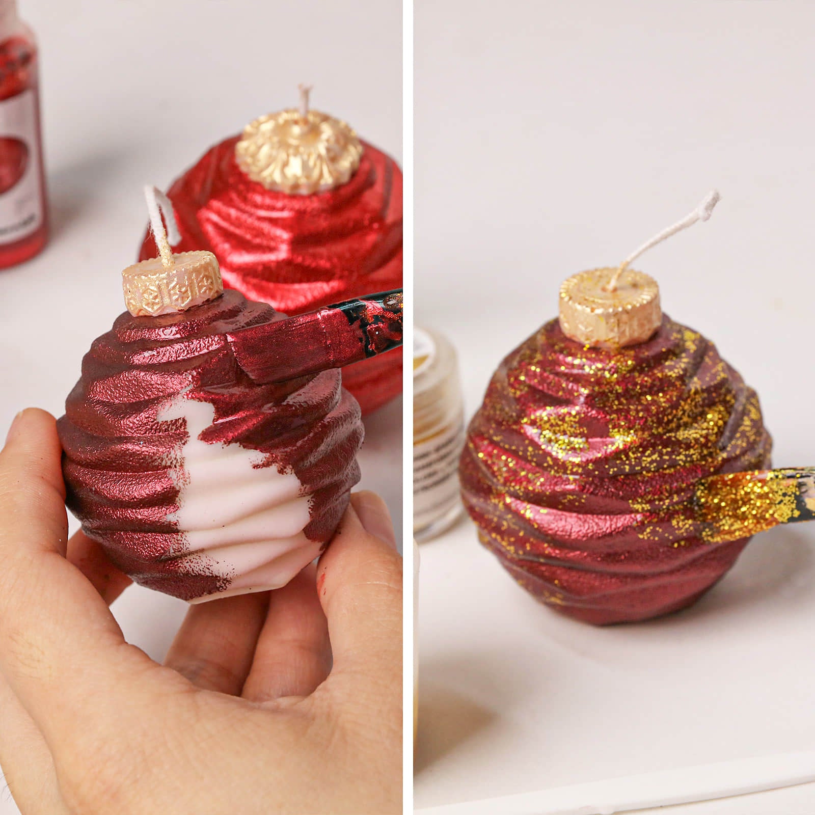 Ribbed Christmas Baubles Candle Silicone Mold Collection