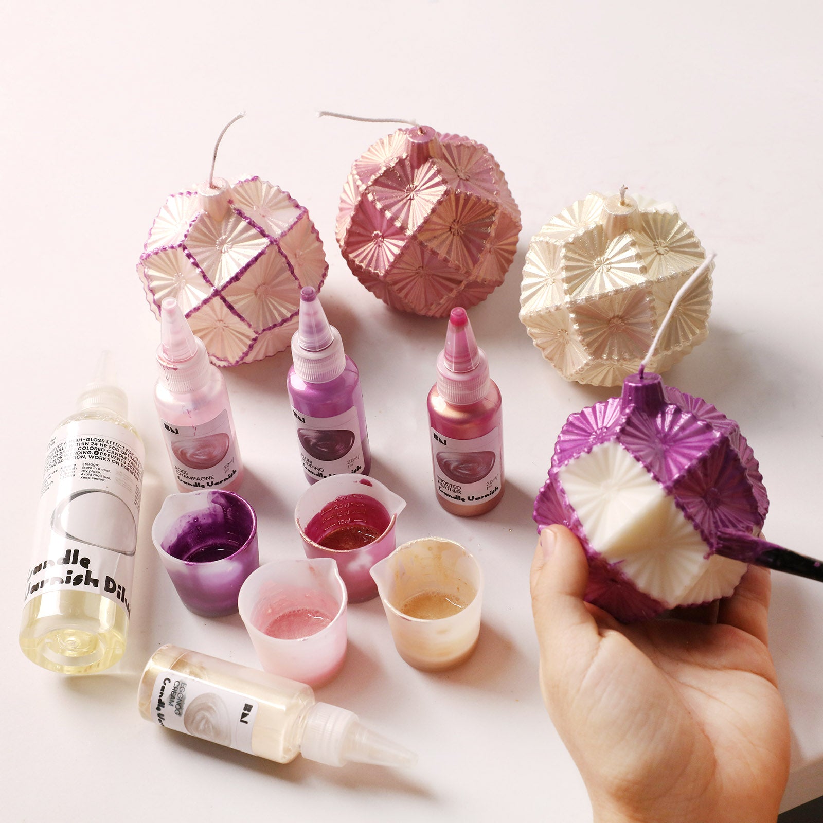 DIY craft supplies and multi‑colored finished ornament candles for custom candle decoration - Boowan Nicole