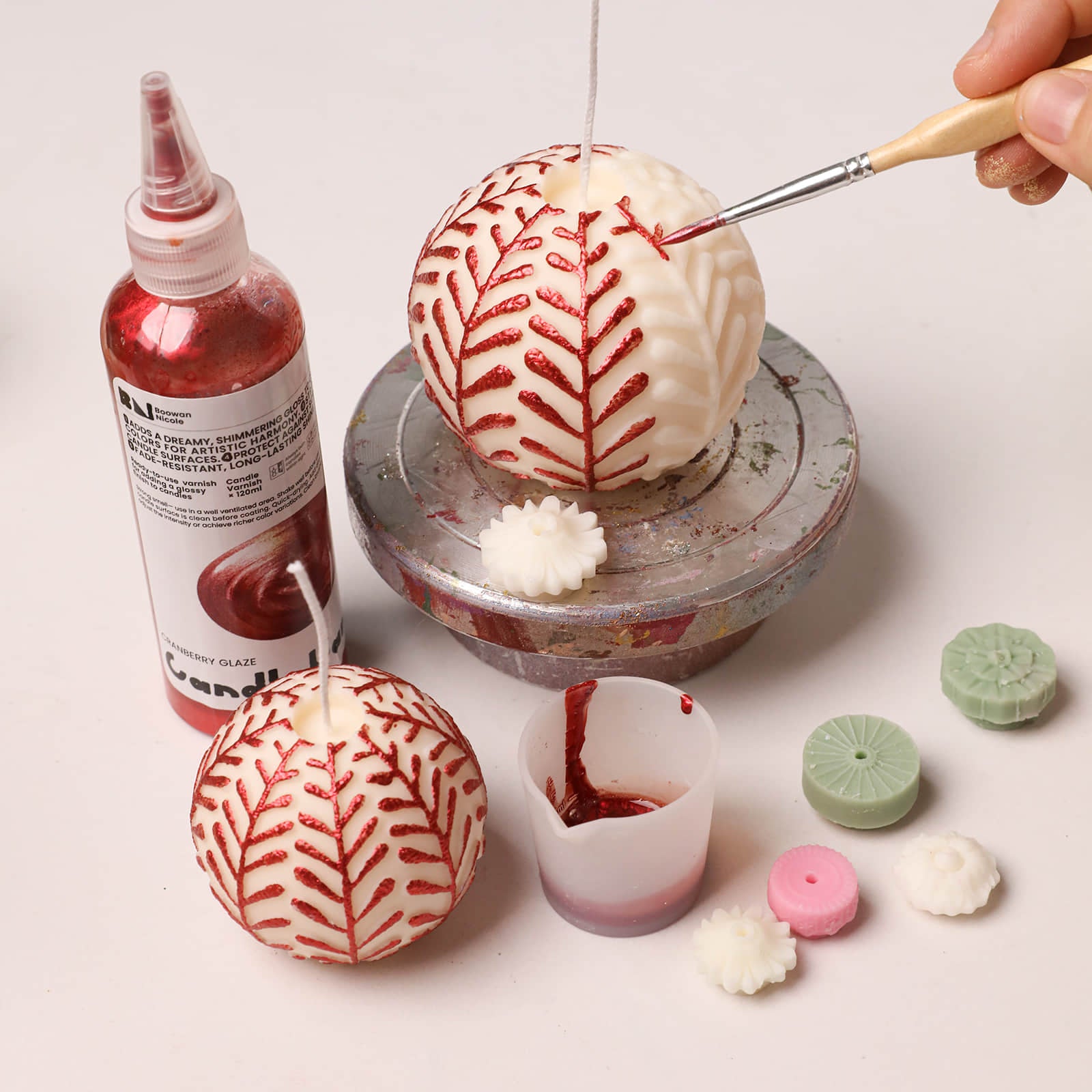 Nature-Inspired Christmas Baubles Candle Silicone Mold Collection