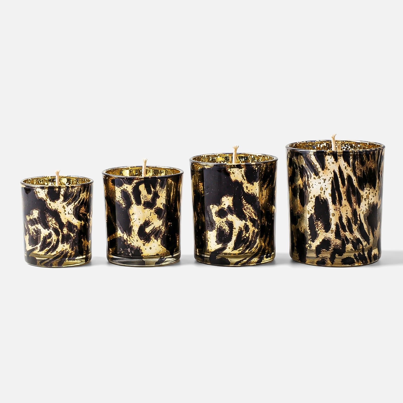 Golden Leopard Print Glass Candle Jar Collection