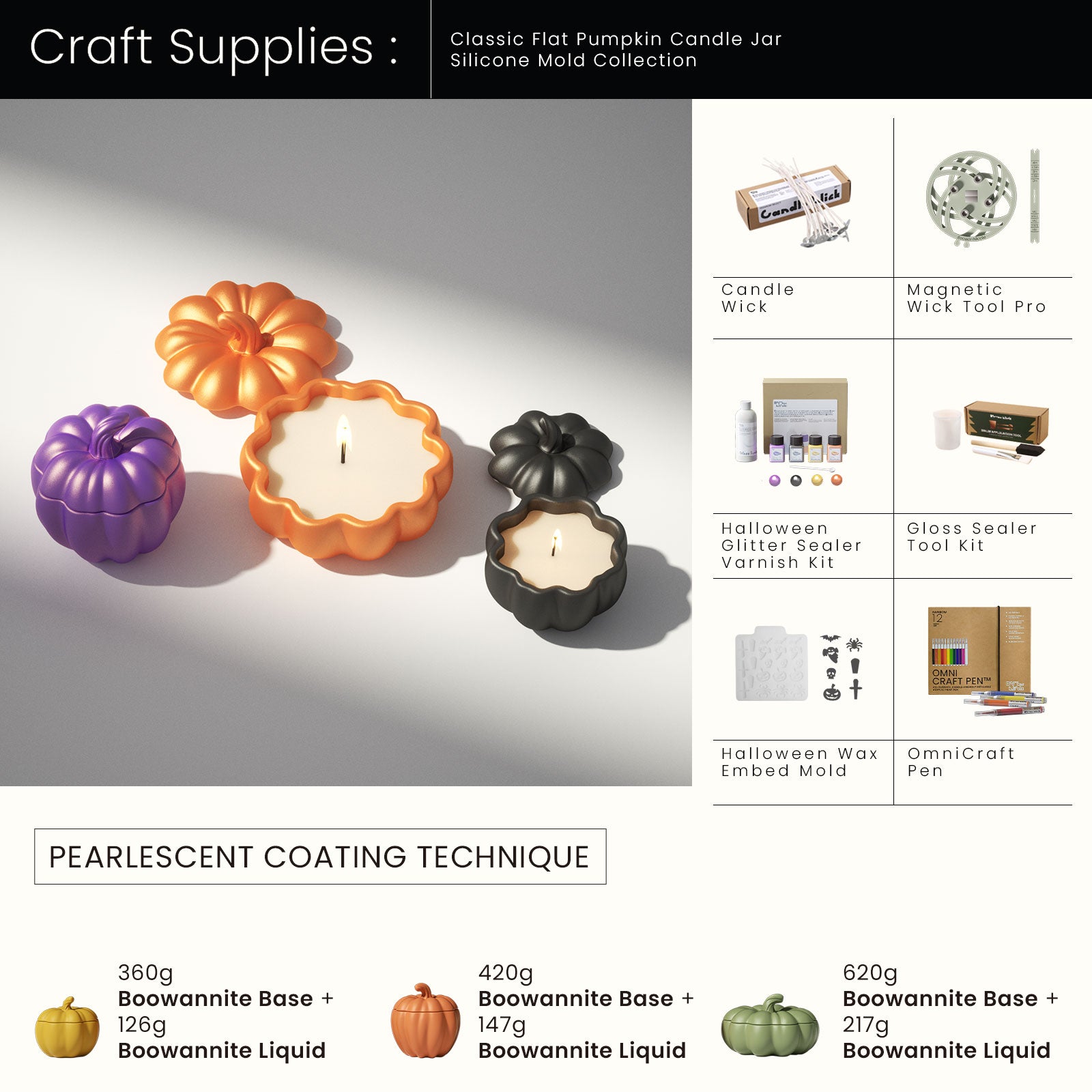 Classic Flat Pumpkin Candle Jar Silicone Mold Collection