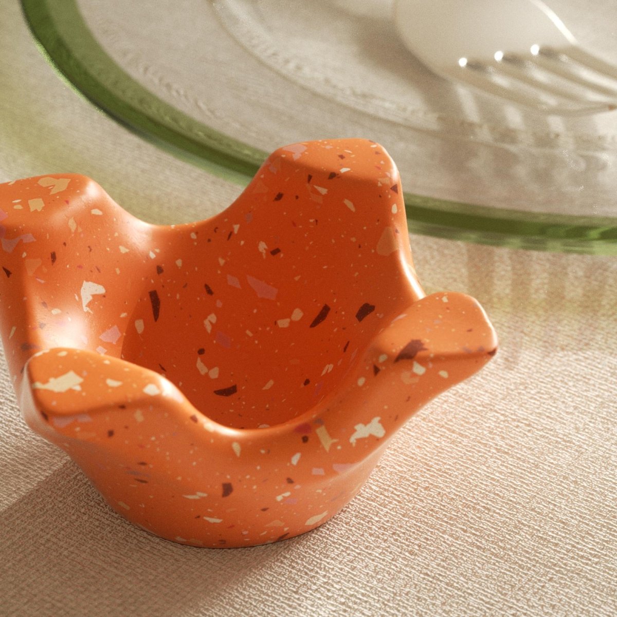 Terrazzo-style handmade orange egg cup – perfect for modern kitchen decor and DIY home crafts - Boowan Nicole