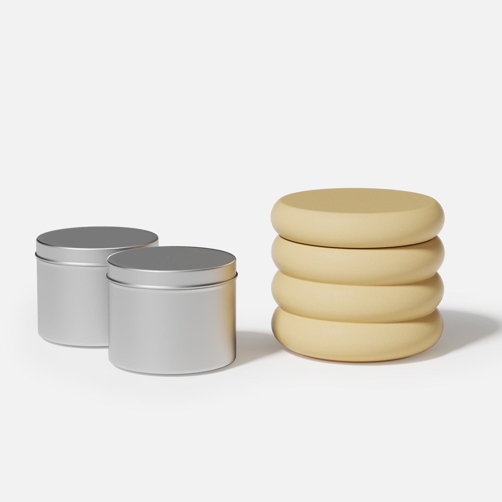 Macaron style candle jars and aluminum jars for making refill candles.