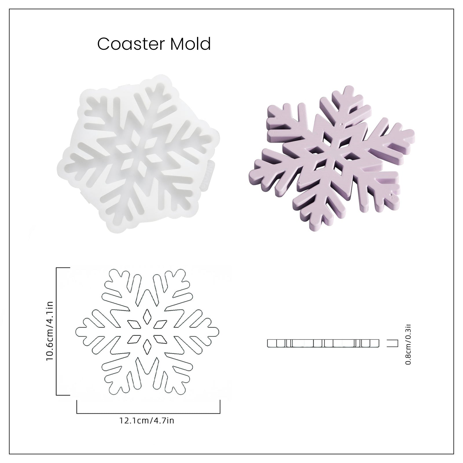 قالب سيليكون لصنع حوامل أكواب على شكل رقاقات ثلج عيد الميلاد