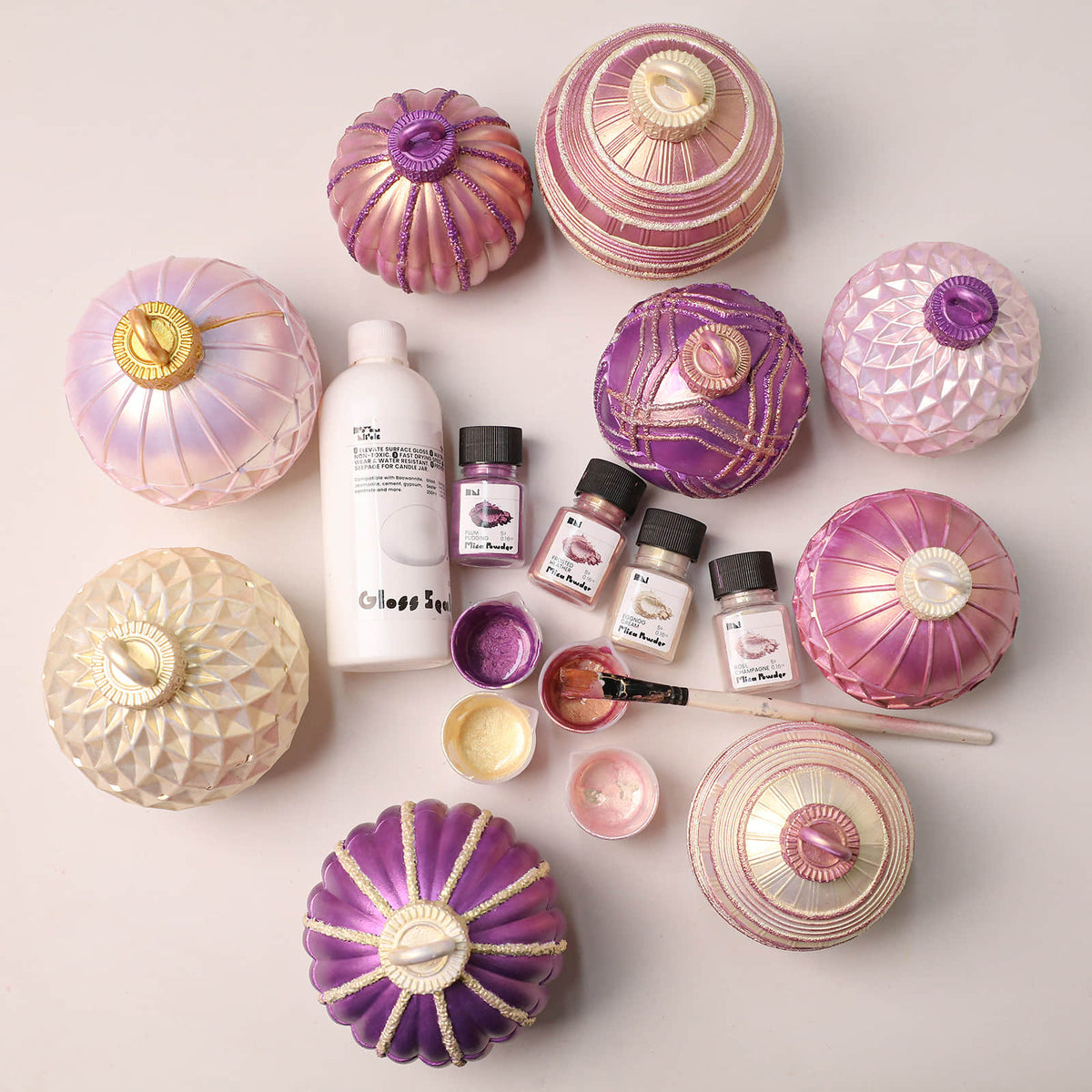Geometric Pattern Christmas Bauble Candle Jar Silicone Mold Collection