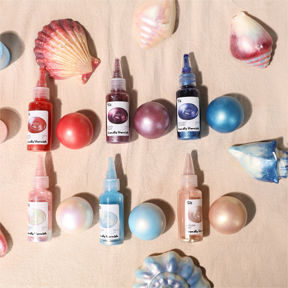 Colored Glossy Candle Varnish Set- 6 Of Ocean Colors