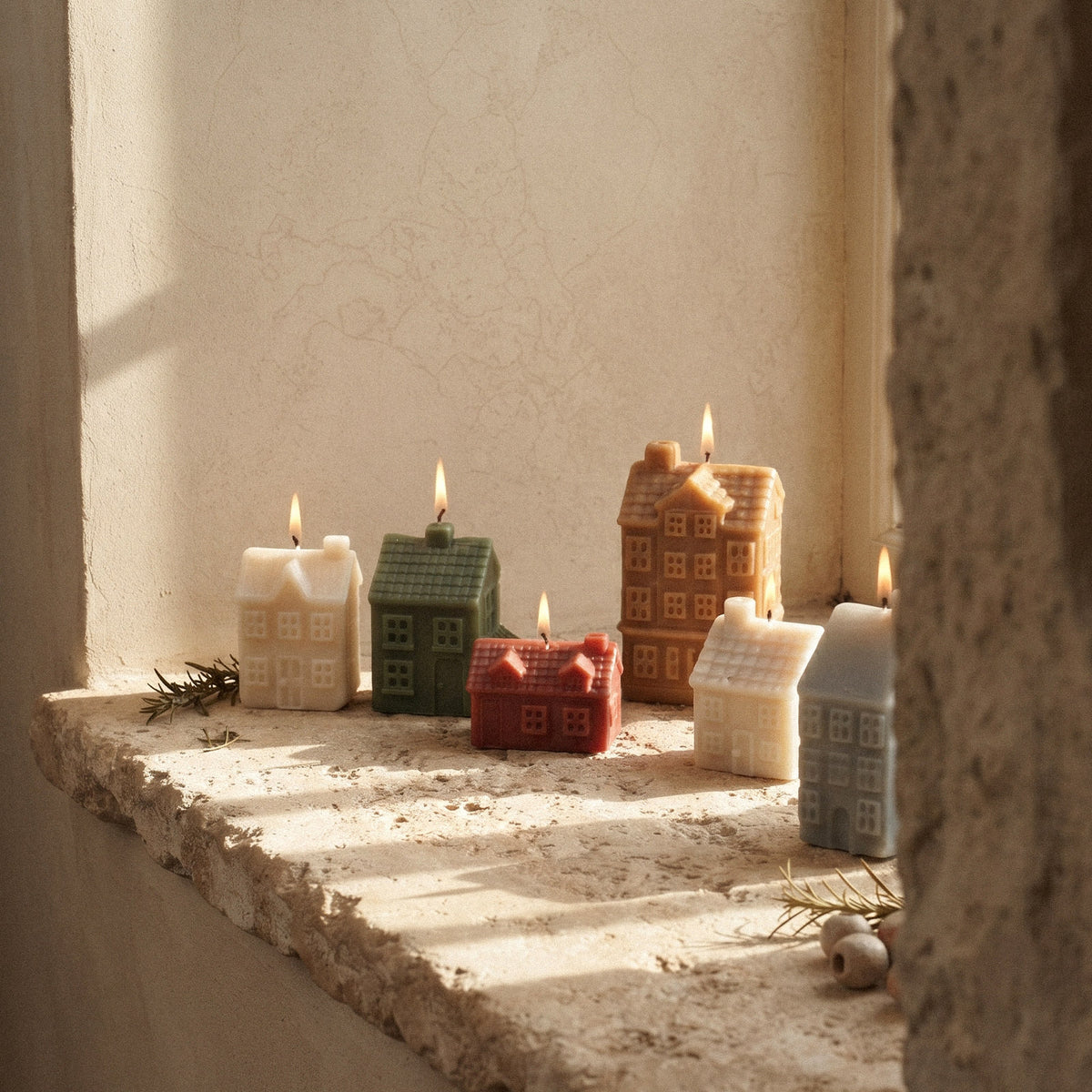 【Pré-venda】Coleção de moldes de silicone para velas Pequena Vila de Inverno