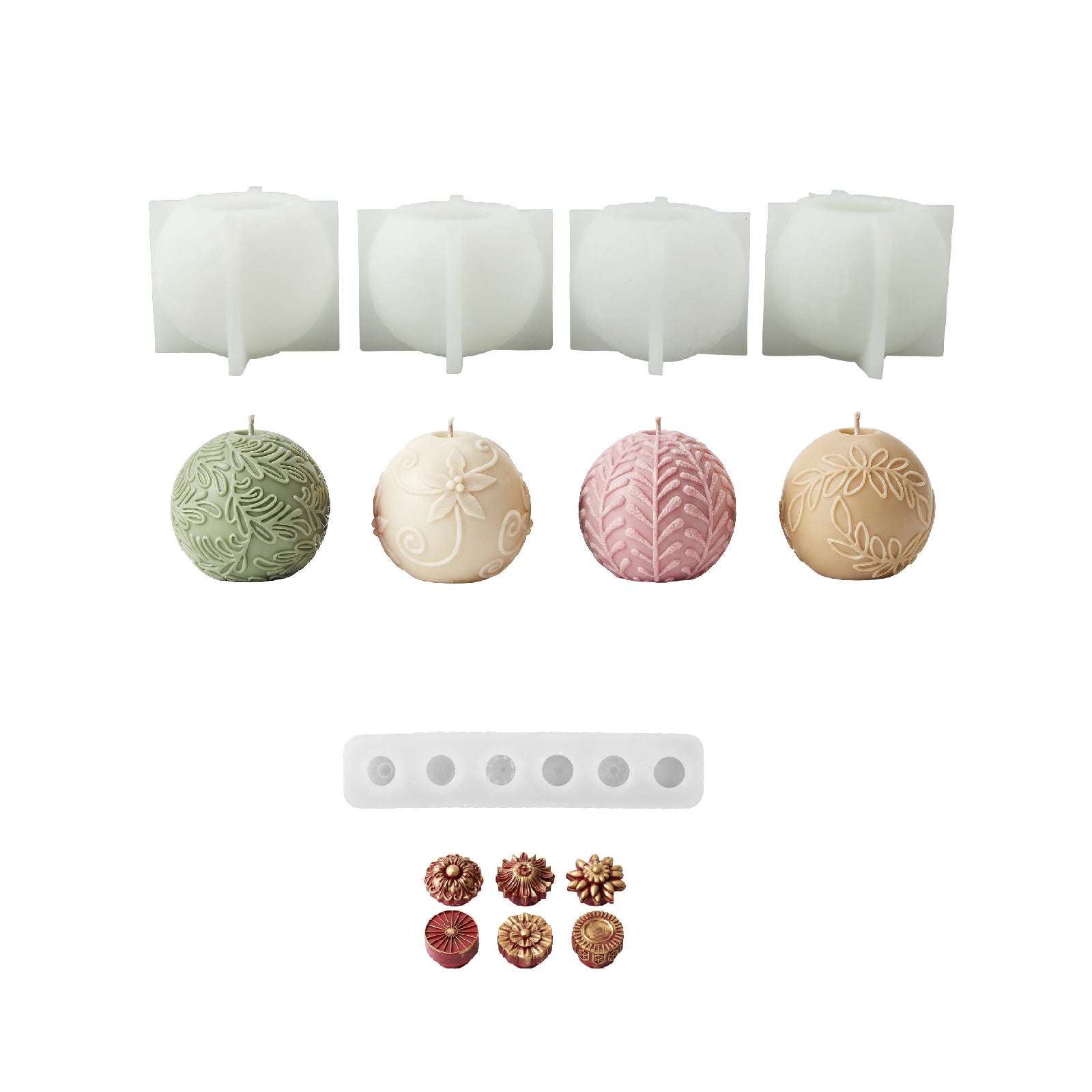 Nature-Inspired Christmas Baubles Candle Silicone Mold Collection