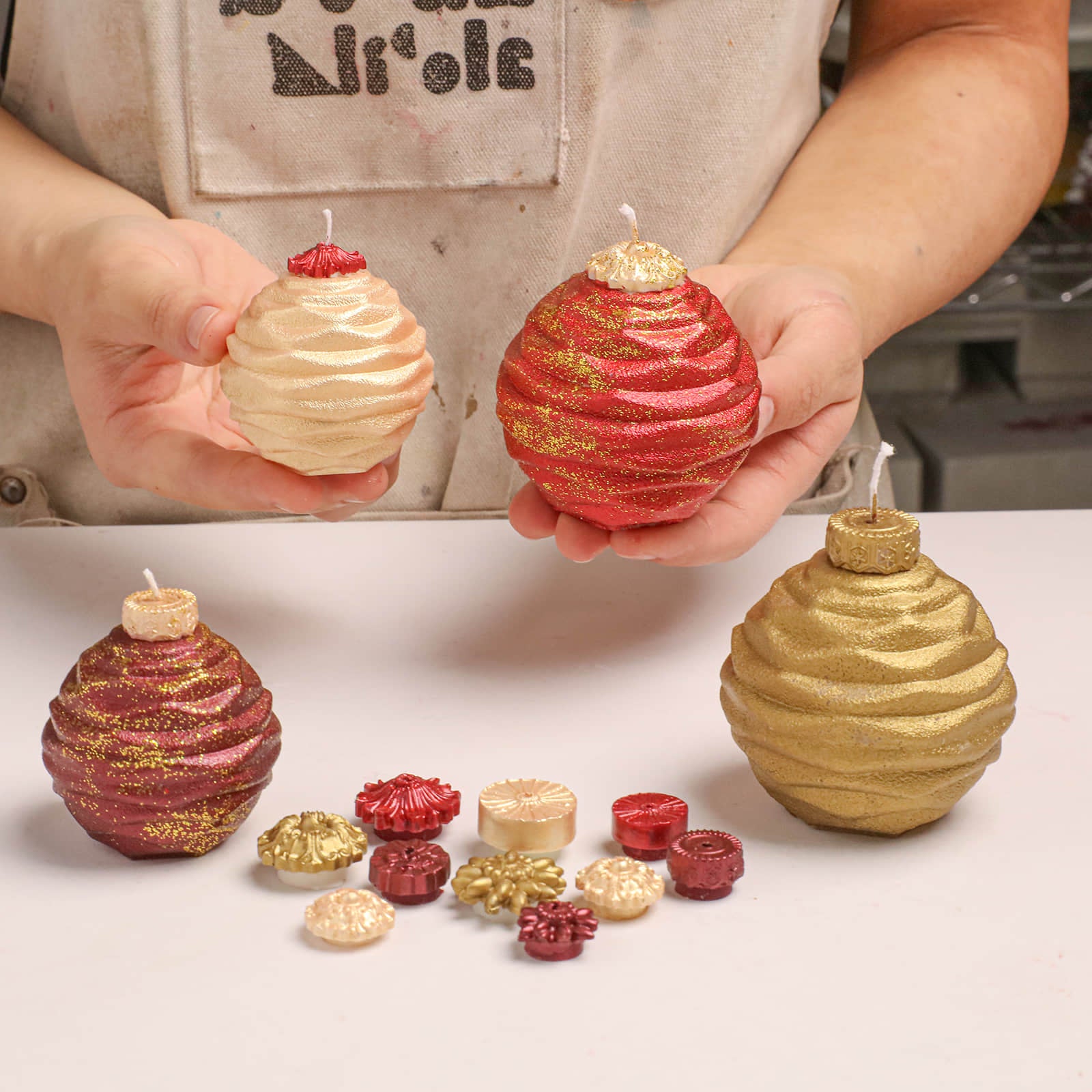 Ribbed Christmas Baubles Candle Silicone Mold Collection