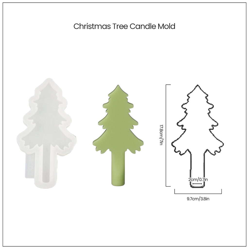 7-inch Christmas tree candle and silicone mold.