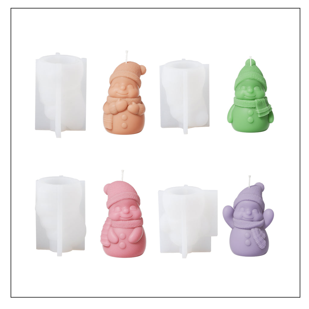 Snowy Friend Candle and white silicone molds in different colors and shapes-Boowan Nicole