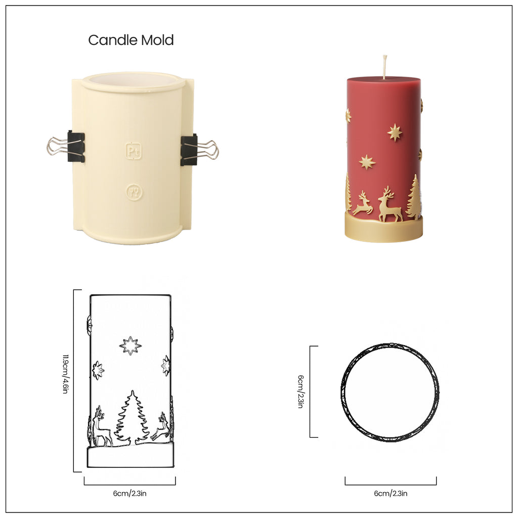Red long Christmas pattern candle and candle making silicone mold set designed by Boowan Nicole.
