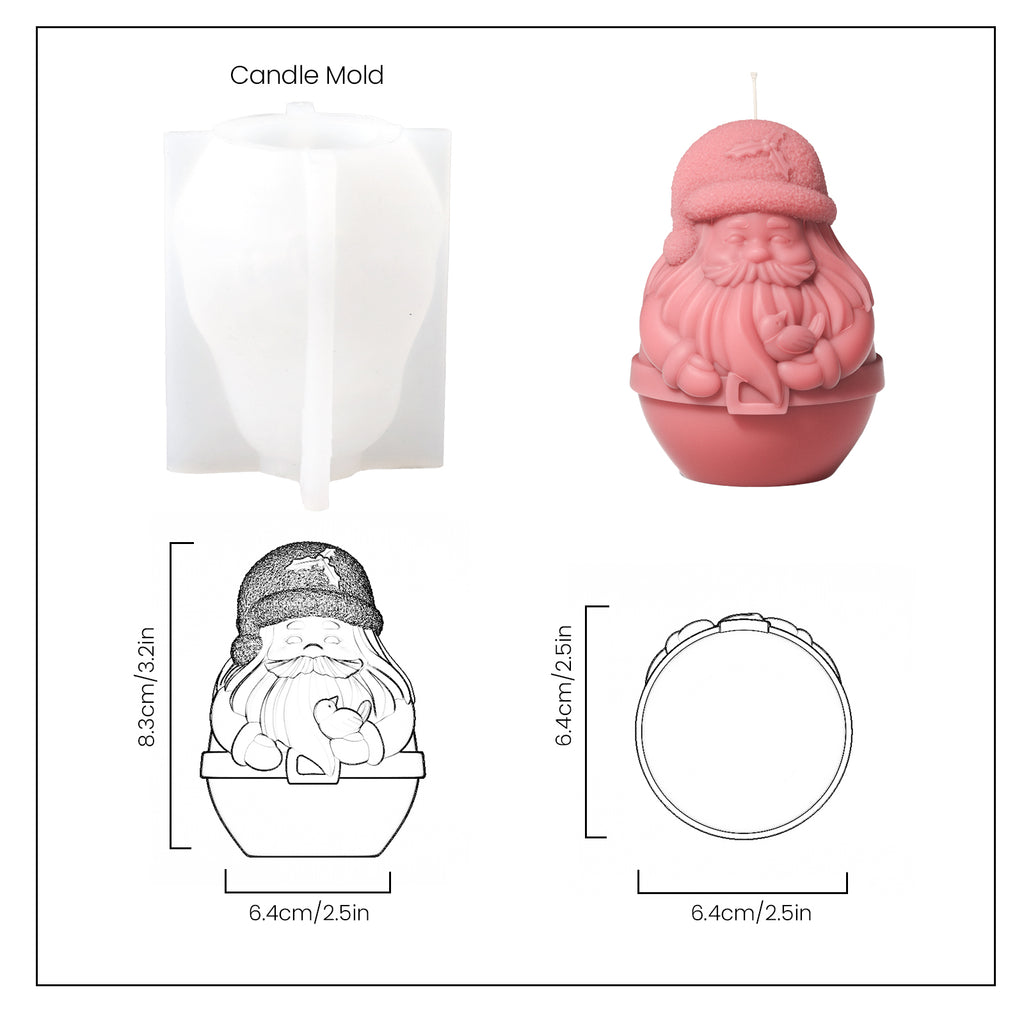 Red Santa Claus Candle and White Silicone Mould and Finished Size - Boowan Nicole