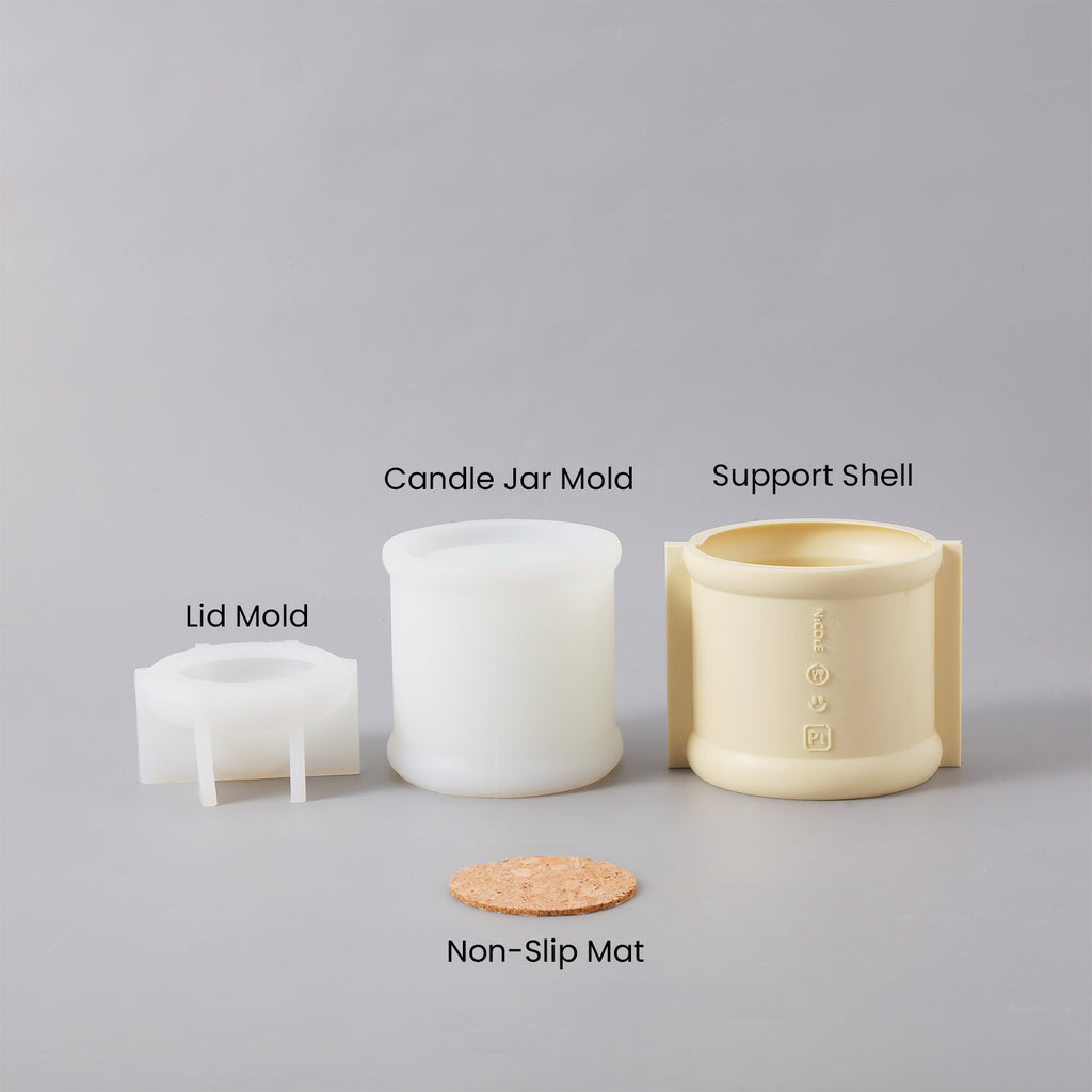 Silicone Mold Kit for Making Cylinder Short Candle Jar -Boowan Nicole
