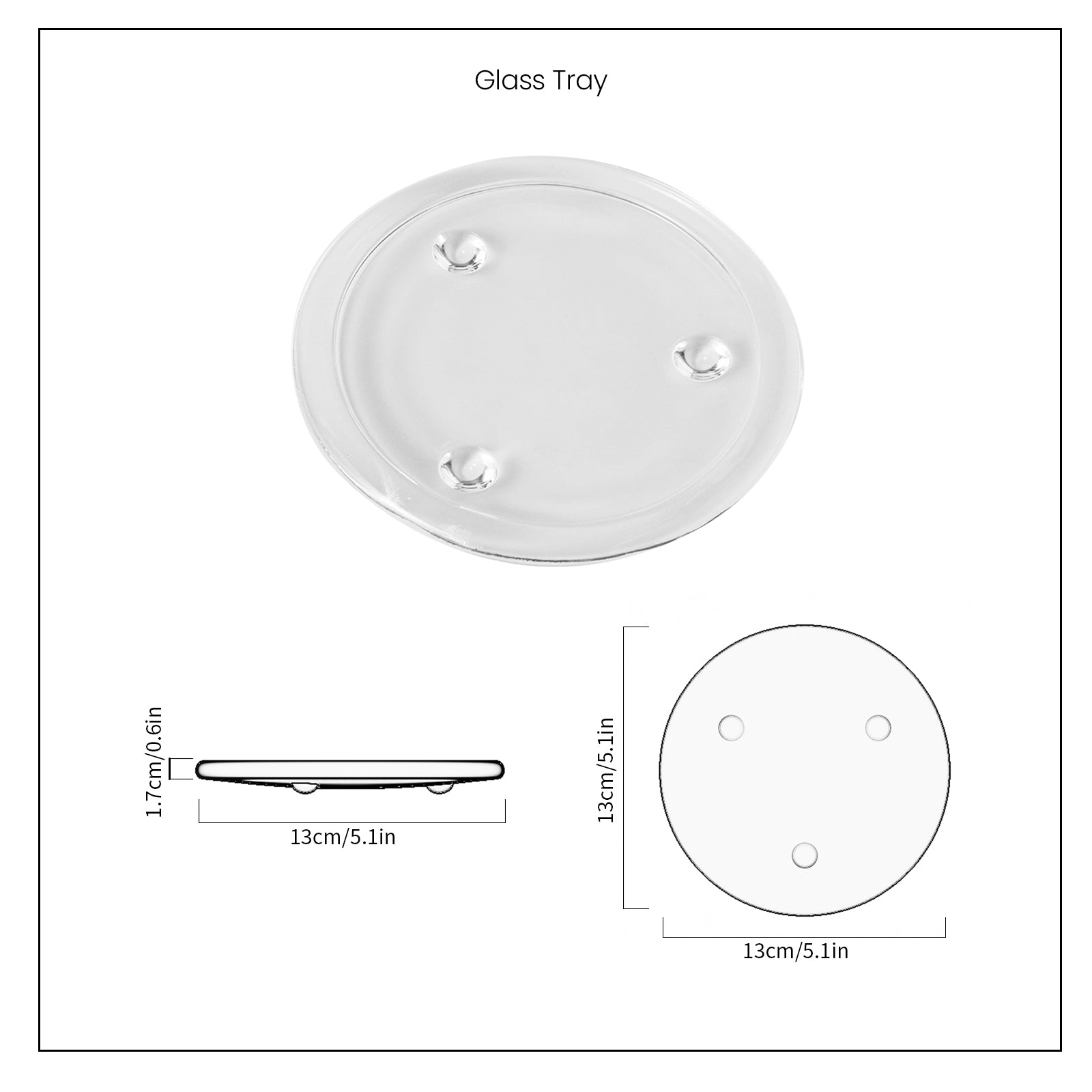 Display glass tray is 5.1 inches in diameter - Boowan Nicole