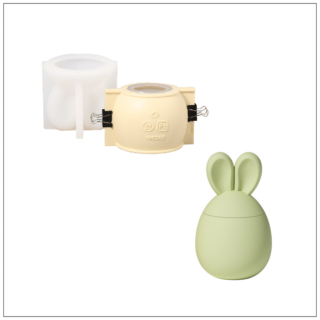 Green Easter Bunny Candle Jar and Silicone Mold Making Kit