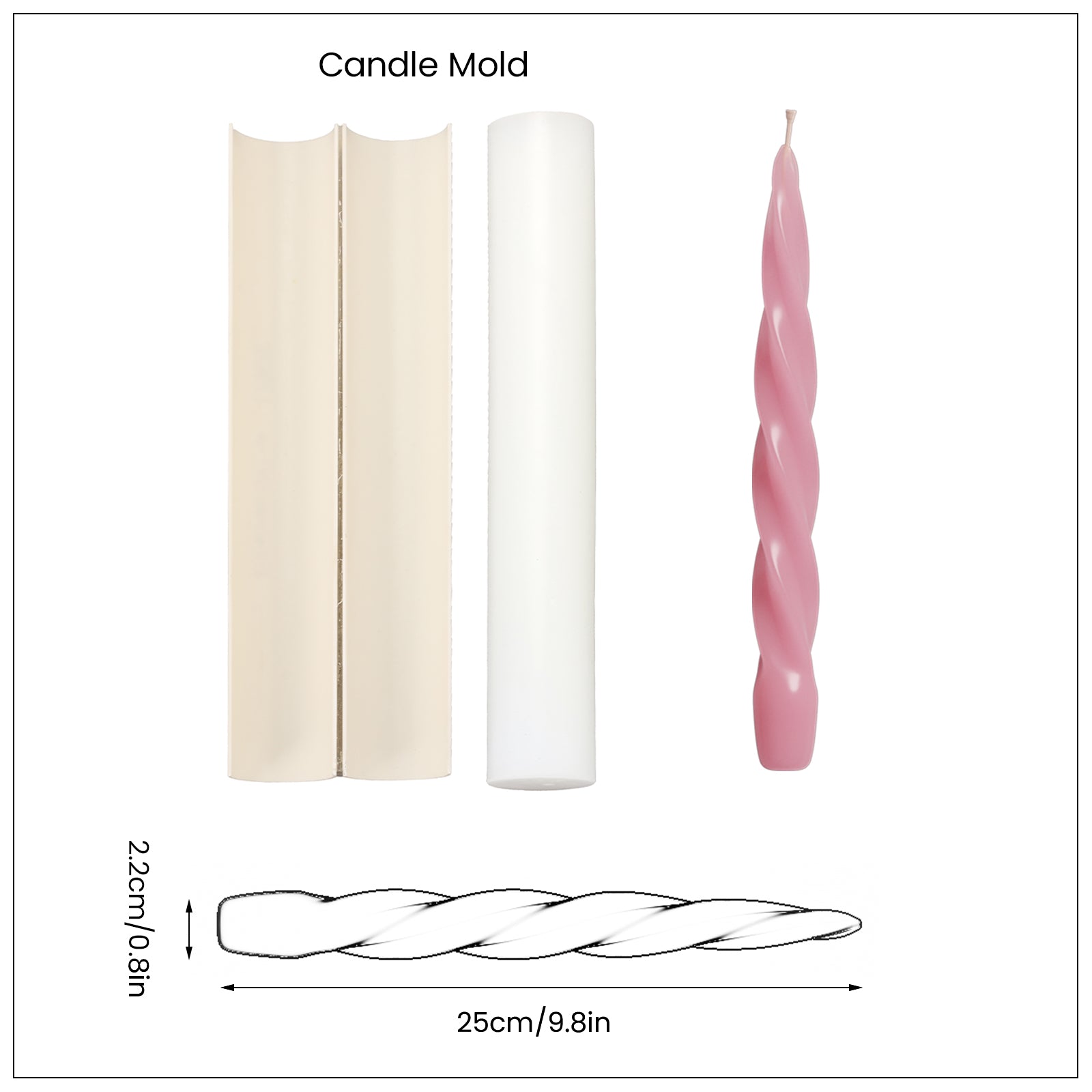 Boowannicole silicone mold kit and crafted red finished candles, measuring 9.8in in length and 0.8in in diameter