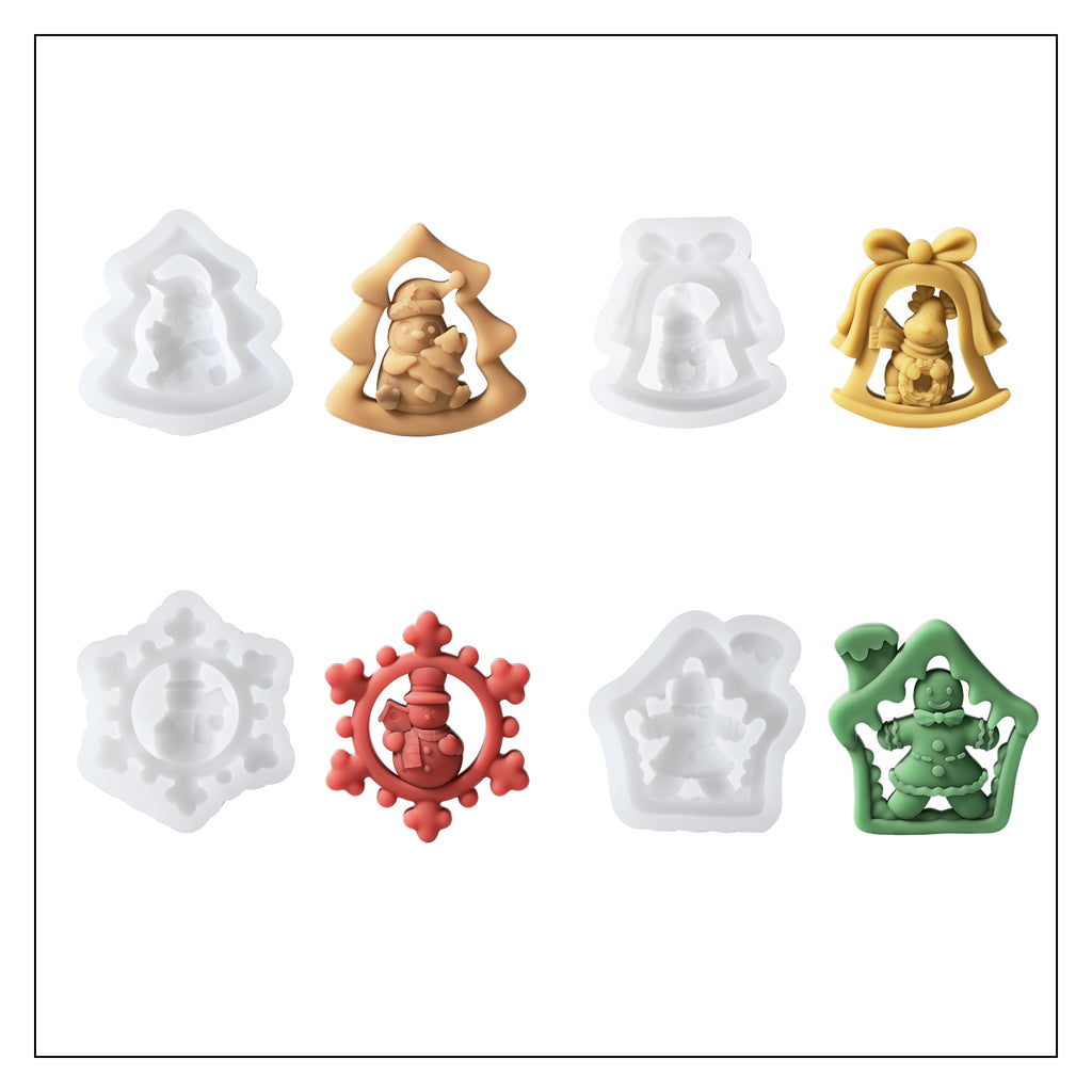 White Silicone Mold and Four Colors Stellar Ginger Candle Jar Decorations - Boowan Nicole