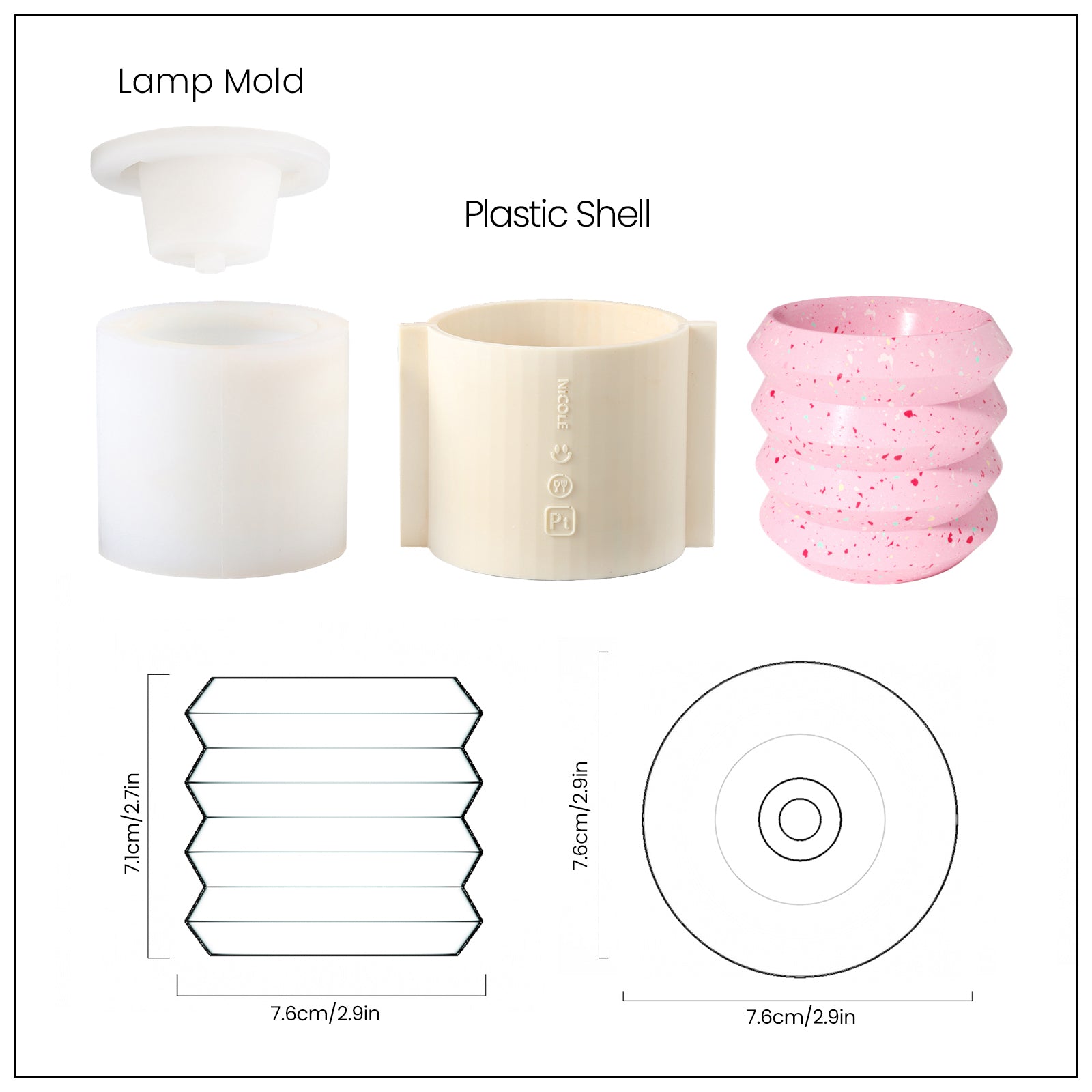 Spiral Table Lamp Silicone Mold and Accessories