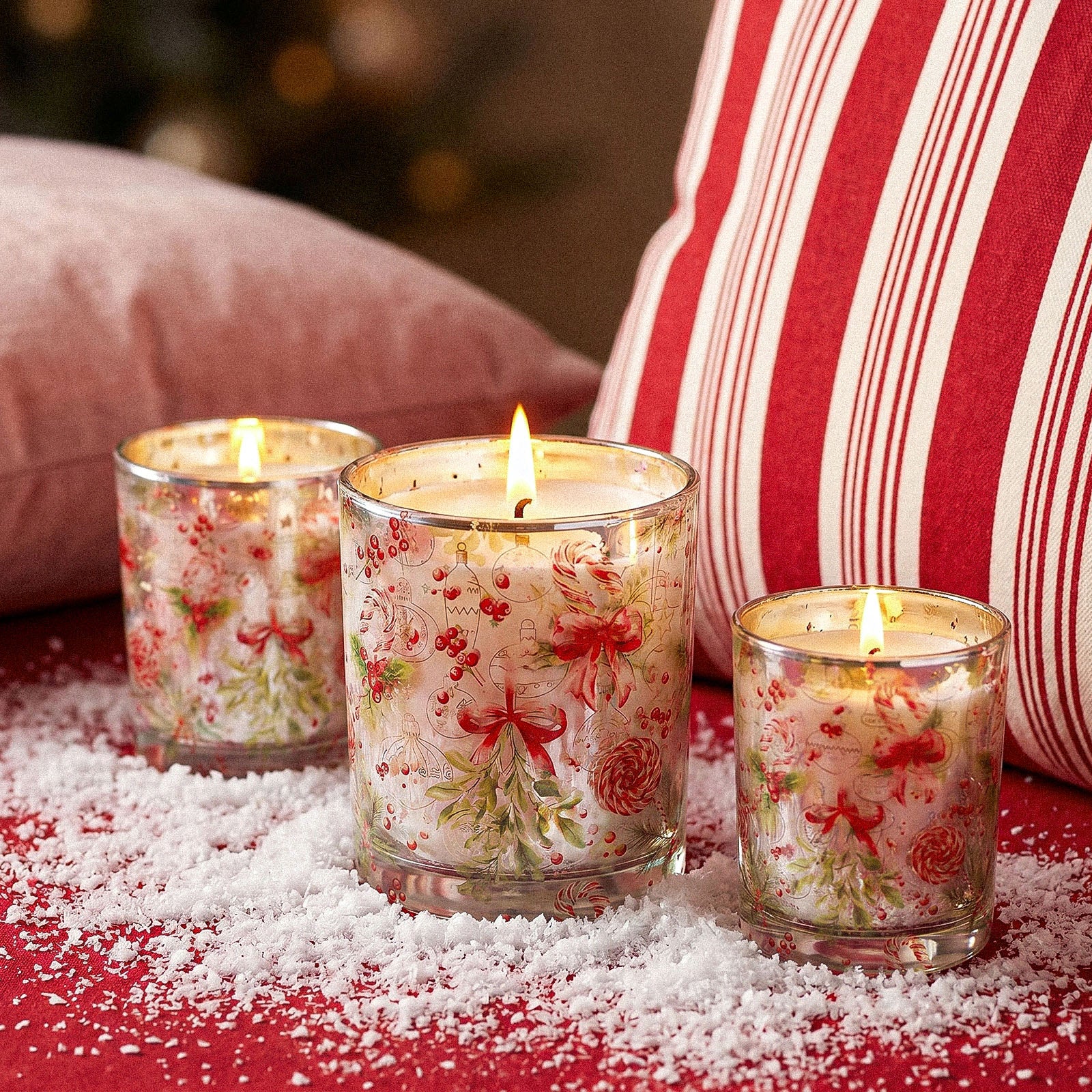 Christmas Bows & Baubles Glass Candle Jar Collection