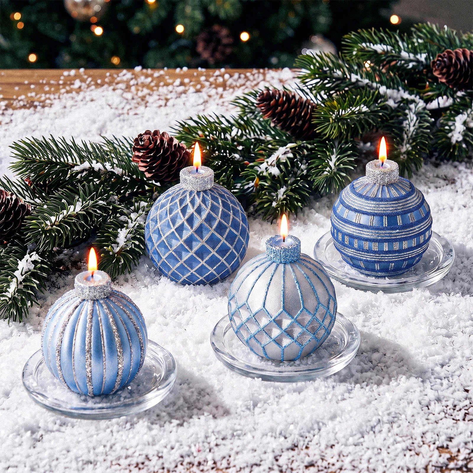 Geometric Pattern Christmas Bauble Candle Silicone Mold Collection