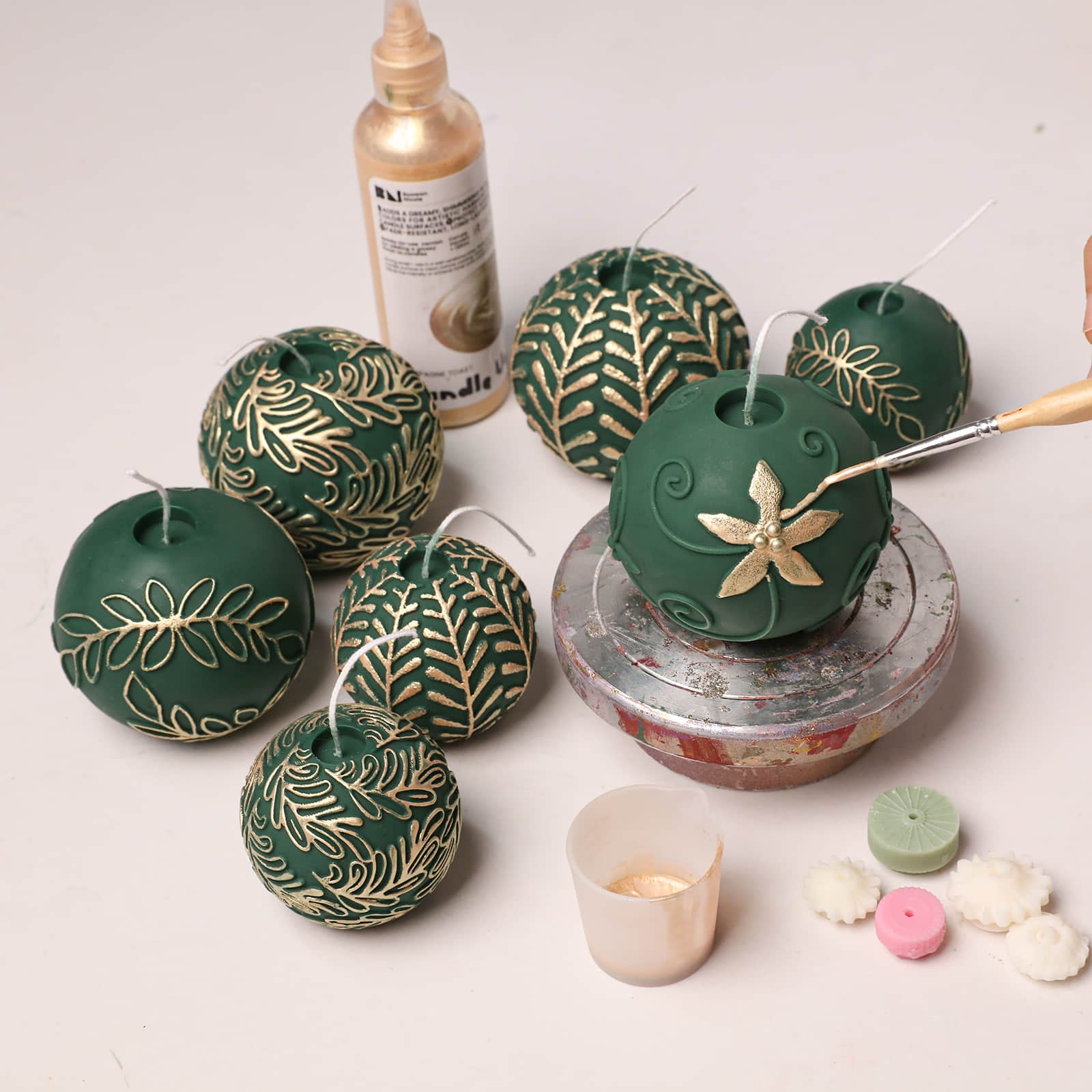 Nature-Inspired Christmas Baubles Candle Silicone Mold Collection