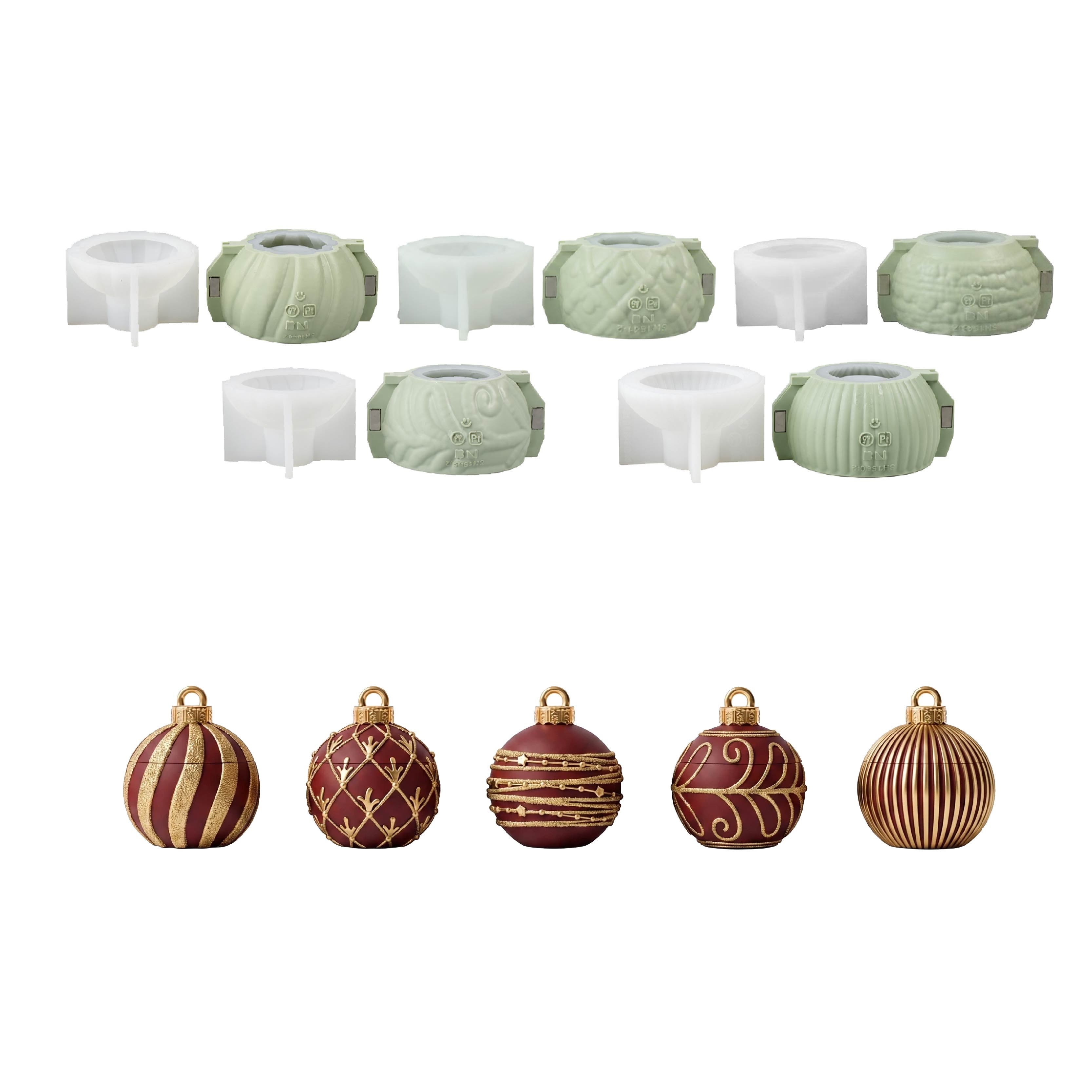 Sparkling Night Christmas Bauble Candle Jar Silicone Mold Collection