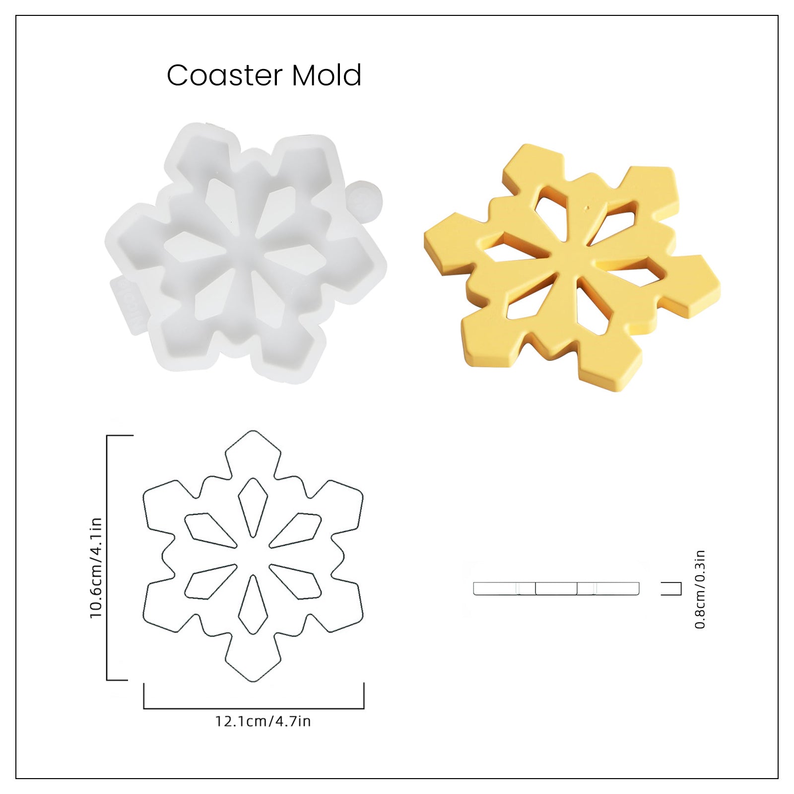 قالب سيليكون لصنع حوامل أكواب على شكل رقاقات ثلج عيد الميلاد