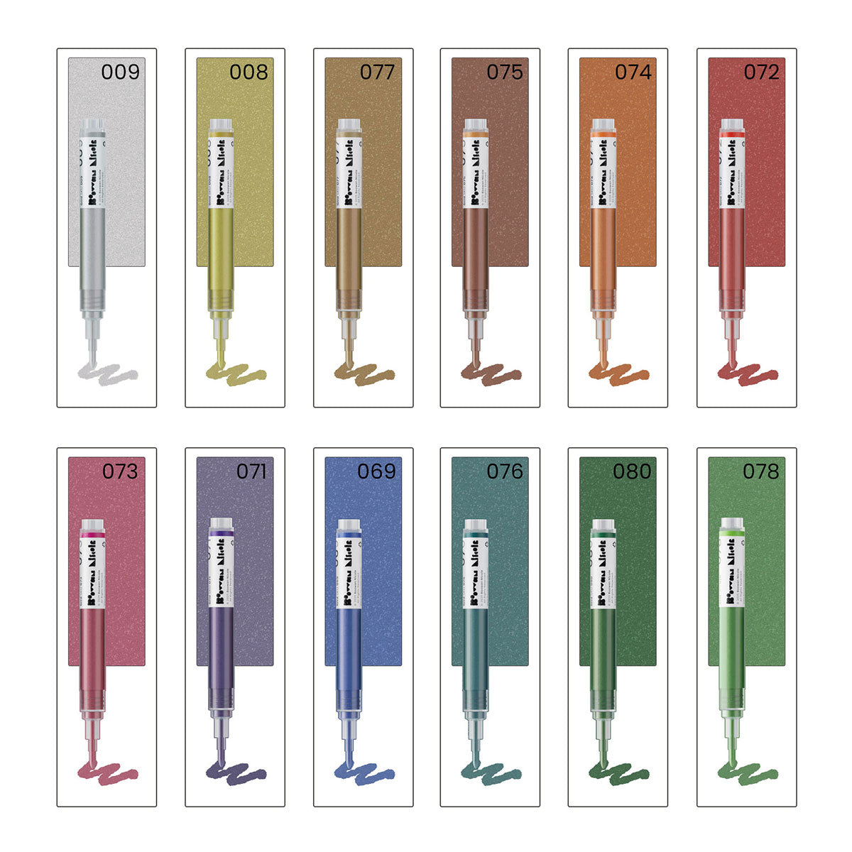 OMNI Craft Pen Metallic Color Swatch Chart - Boowan Nicole