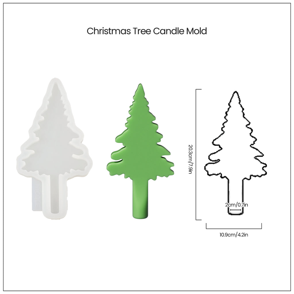 7.9-inch Christmas tree candle and silicone mold.